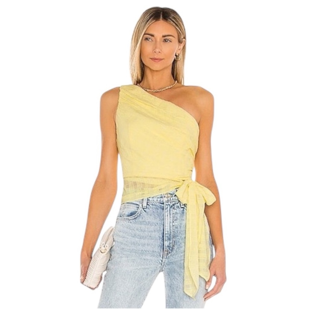 Amanda Uprichard Lemon One-Shoulder Blouse